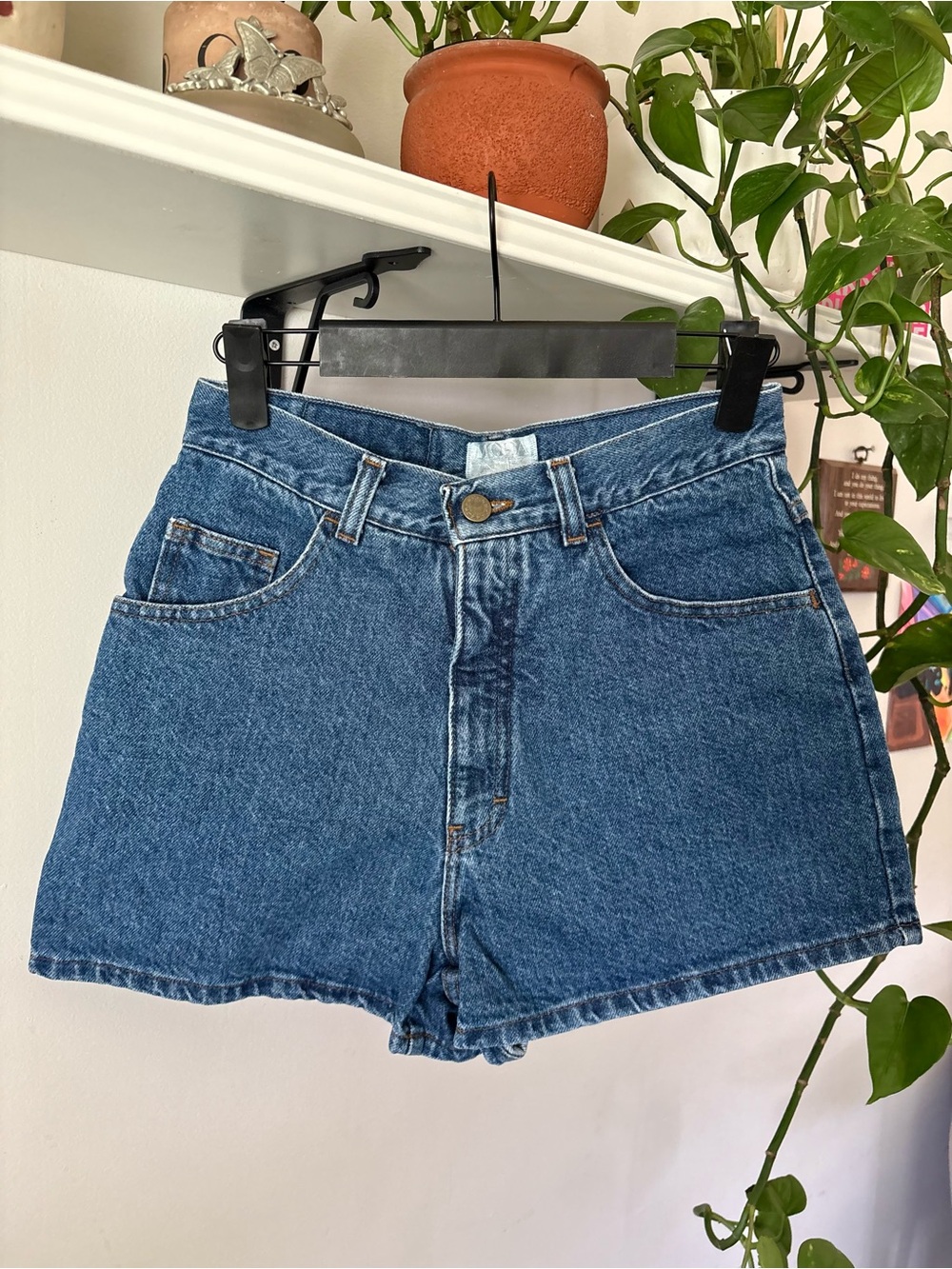 Classic High-Rise Blue Denim Shorts for Women